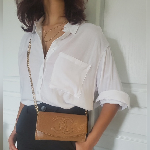 CHANEL WOC CC Wallet on a Chain / Crossbody Bag Upcycled Vintage Conversion Bag - Picture 2 of 16